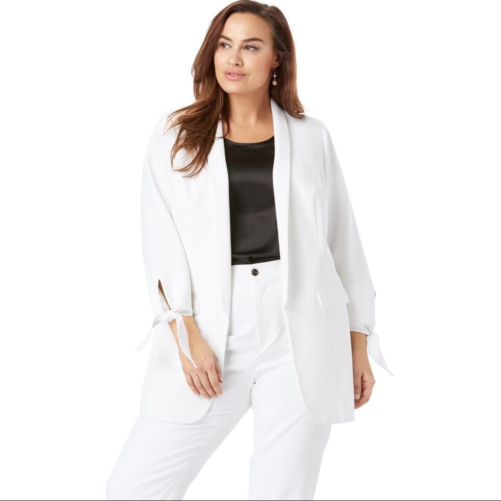 Jessica London Bi-Stretch Twist Tie Sleeve Open Blazer NWOT